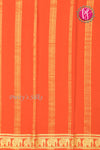 Pure Mysore Crepe Silk Saree-Contrast-Tealblue And Orange-PA19804