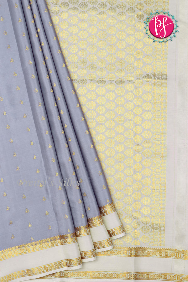 Pure Mysore Crepe Silk Saree With Bentex Border-PF80241