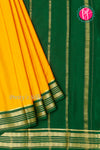 Pure Mysore Crepe Silk Saree-Yellow And Bottlegreen-PA29003