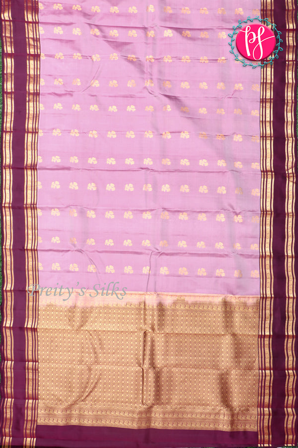 Pure Kanchipuram Silk Saree-Lilac Pink And Deepwine-PA27124