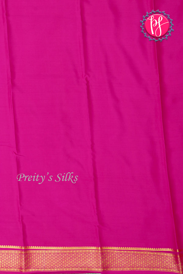 Pure Mysore Crepe Silk Saree-Bottlegreen And Pink-PA22355