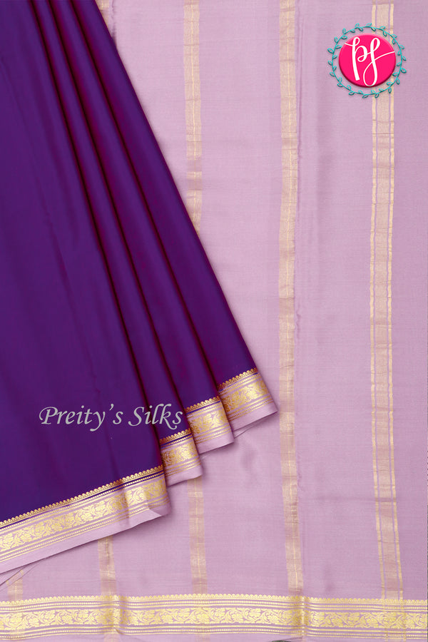 Pure Mysore Crepe Silk Saree-Imperial Purple And Mauve- PA28638