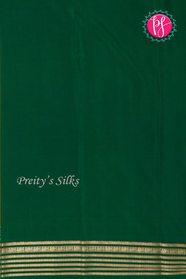 Pure Mysore Crepe Silk Saree-Mustardyellow And Bottlegreen-PA26302