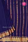 Pure Mysore Crepe Silk Saree-Mango border- Navyblue- PA35251