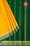 Pure Mysore Crepe Silk Saree-Yellow And BottleGreen-PA28717
