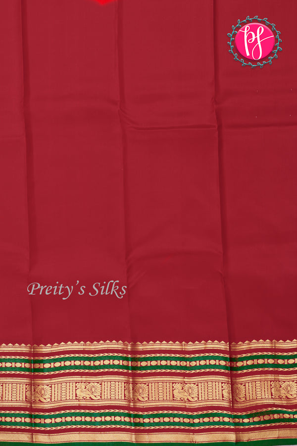 Pure Kanchipuram Silk Saree-Mustardyellow And Red-PA27234