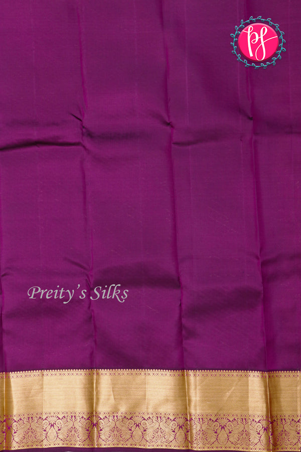 Half Pure Kanchipuram Silk Saree-Goldenyellow And Purple-PA25826