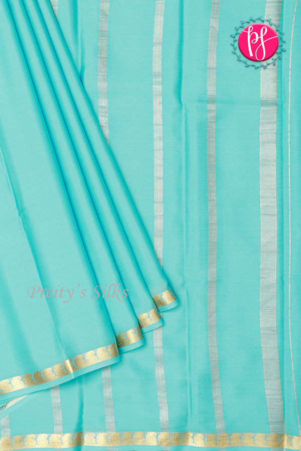 Pure Mysore Crepe Silk Saree-Skyblue- PA21766