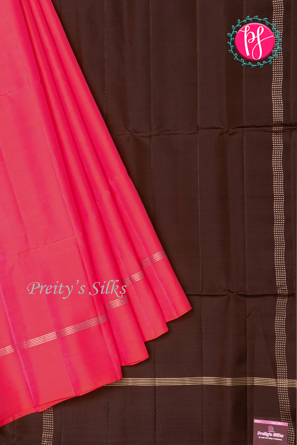 Kanchipuram Soft Silk Saree-Pink And Brown-PA35021