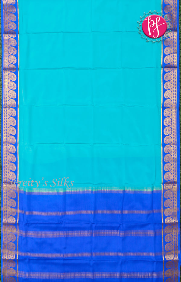 Pure Mysore Crepe Silk Saree With Contrast Mango Border-PF38142