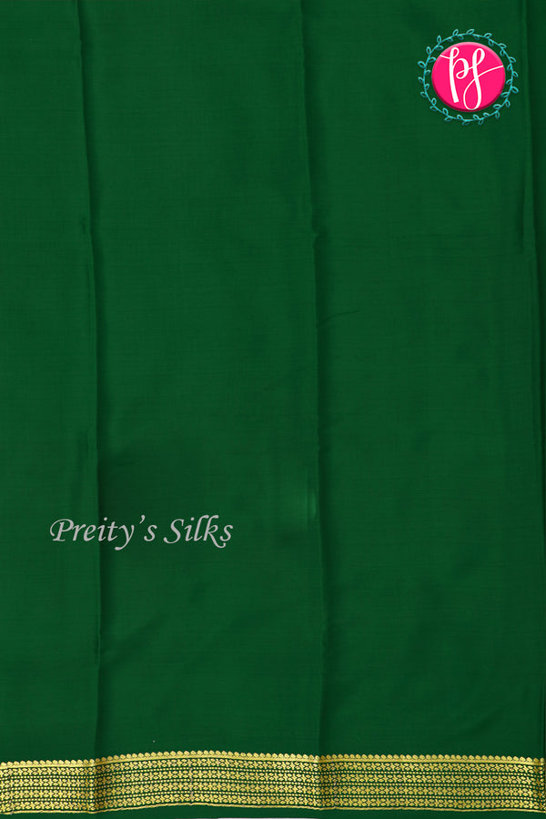 Pure Mysore Crepe Silk Saree-Red And Bottlegreen-PA22237