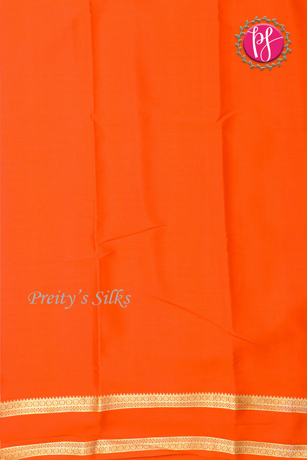Pure Mysore Crepe Silk Saree -Deep Rose And Orange-PF86048