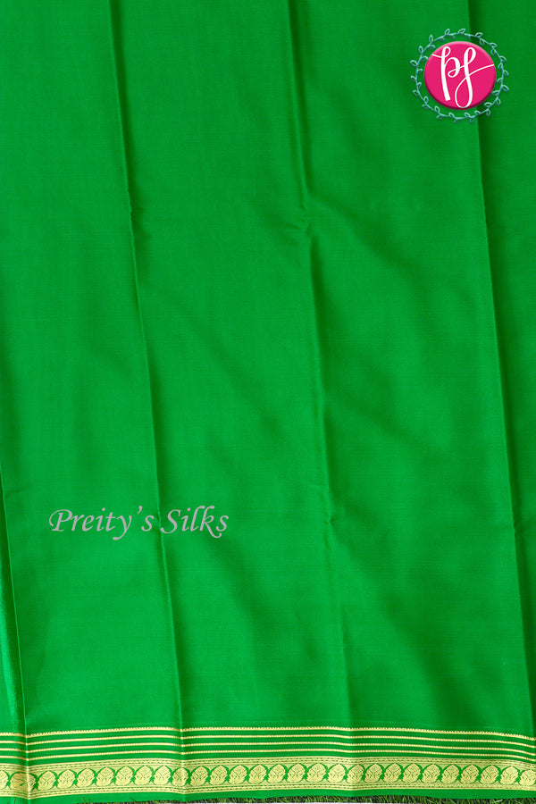 Pure Mysore Crepe Silk Saree -Parrotgreen-PA03096