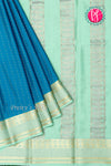 Pure Mysore Crepe Silk Saree-Deep Sky Blue And Pale Mint-PA26566