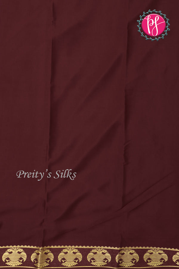 Pure Mysore Crepe Silk Saree-Gandaberunda Border-Chocolatebrown-PF84405