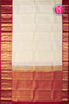 Pure Kanchipuram Silk Saree-Halfwhite And Maroon-PA23597