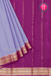 Pure Mysore Crepe Silk Saree-Bluishgrey And Wine-PA2890737