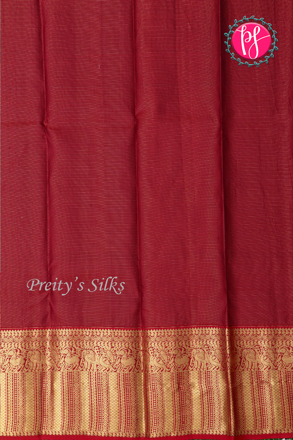 Pure Kanchipuram Silk Saree-Pistagreen And Marron-PA23597