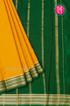 Pure Mysore Crepe Silk Saree-Mustardyellow And Bottlegreen-PA28981