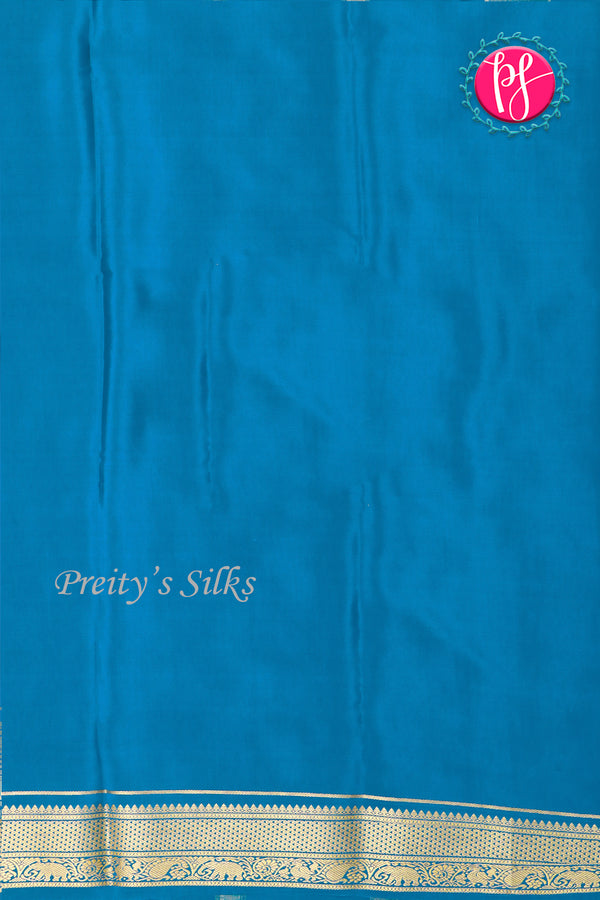 Pure Mysore Crepe Silk Saree-Tealblue-PF20850