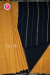 Pure Mysore Crepe Silk Saree-Musatardyellow And Black- PA55419