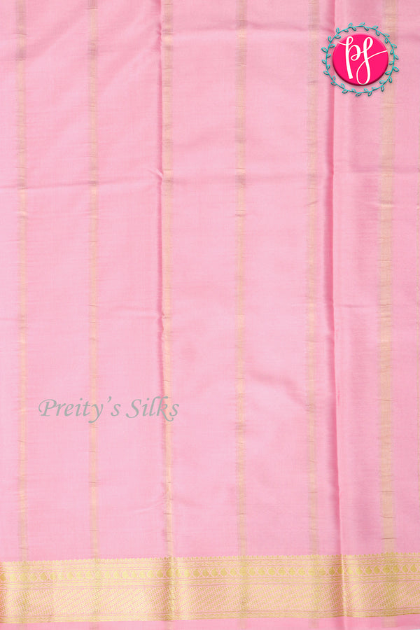Pure Mysore Crepe Silk Saree-Bottlegreen And Babypink-PA22436