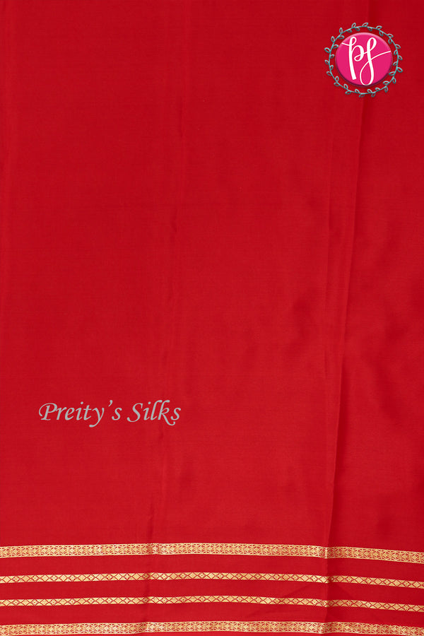 Pure Mysore Crepe Silk Saree -Bottle Green And Red-PA01187