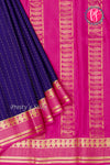 Pure Mysore Crepe Silk Saree-Navyblue And Pink-PA26566