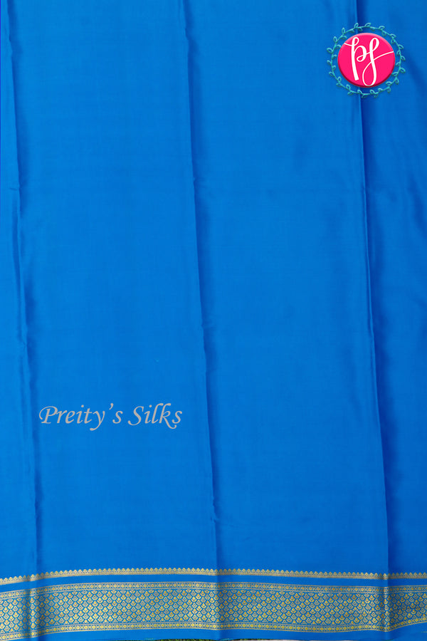 Pure Mysore Crepe Silk Saree-Royalblue And Tealblue-PA22355