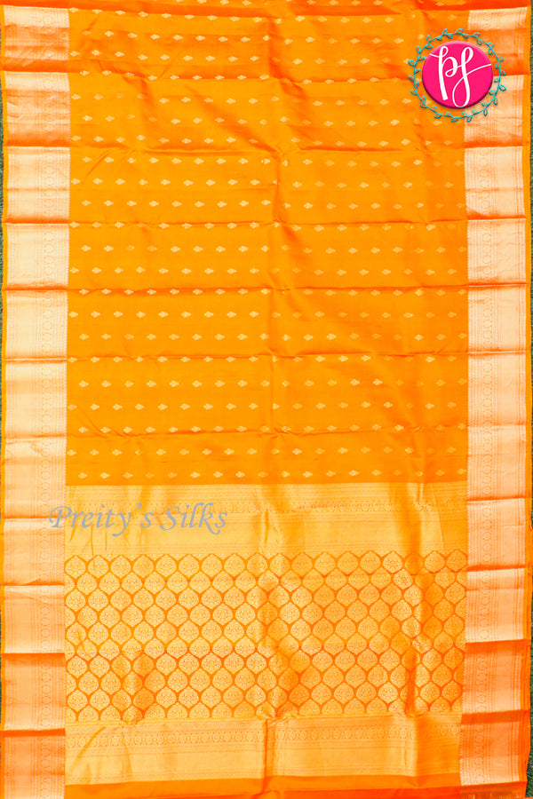 Pure Kanchipuram Silk Saree-Marigold-PA27609