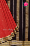 Pure Mysore Crepe Silk Saree-Red And Black-PA46766