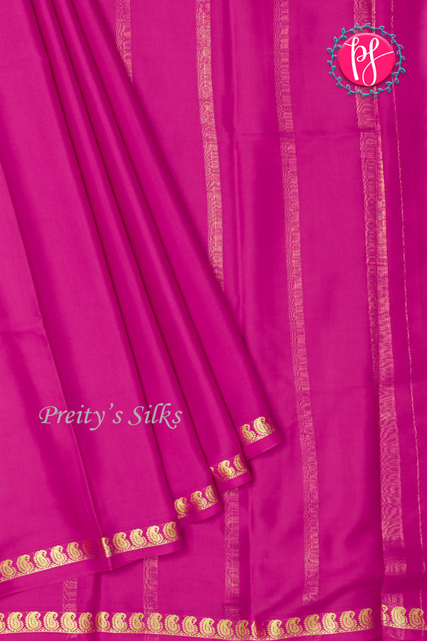 Pure Mysore Crepe Silk Saree-Pink-PA21766