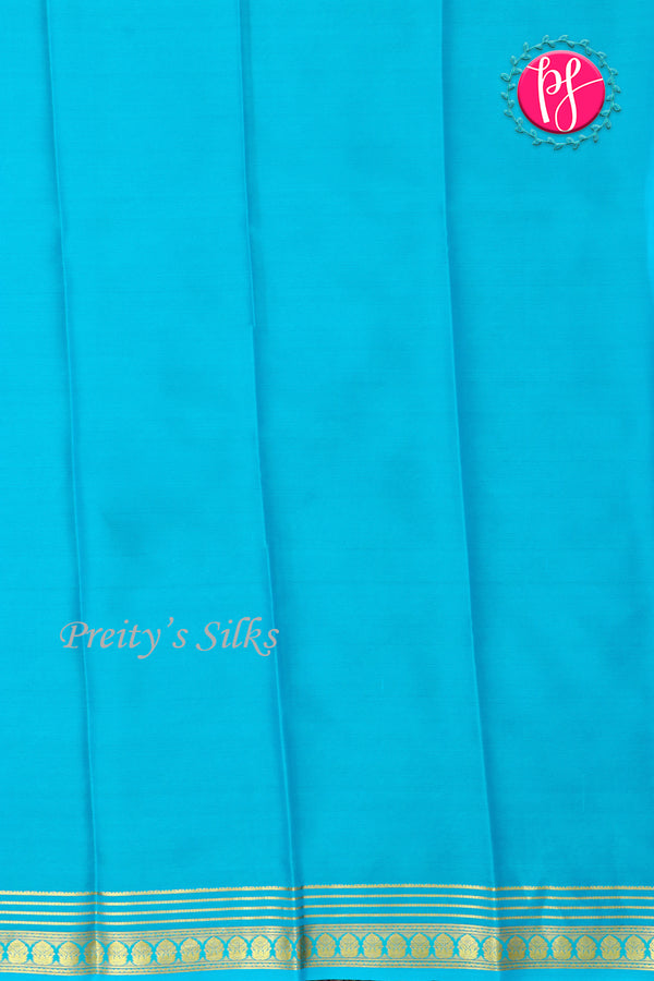 Pure Mysore Crepe Silk Saree-Ananadablue-PA21845