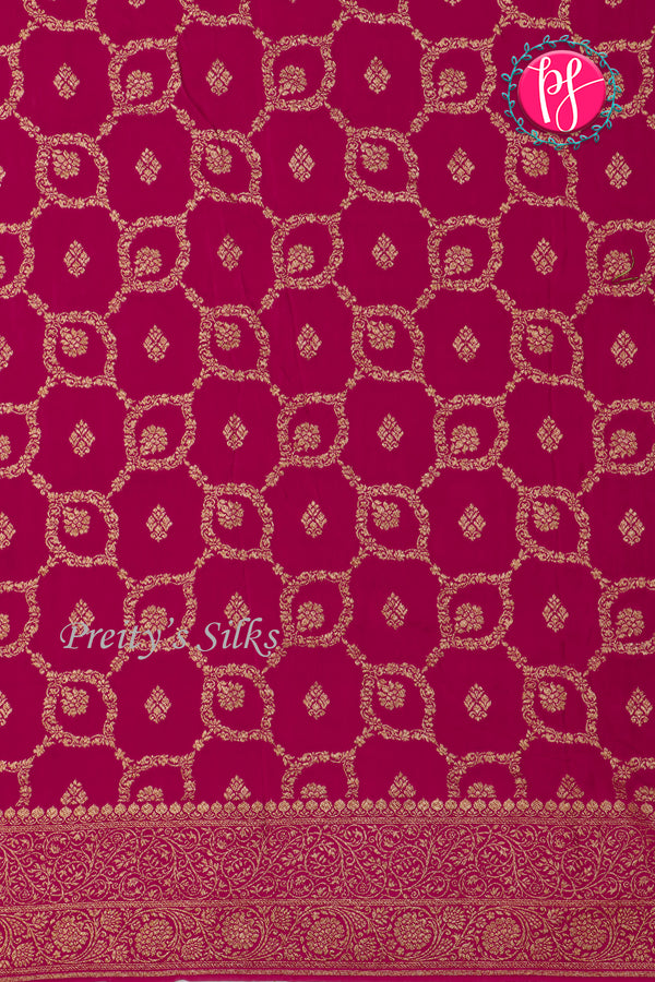 Pure Banarasi Crepe Silk Saree-Onion Pink And Mejentapink-PA22100