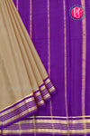 Pure Mysore Crepe Silk Saree-Tan And Purple-PA34176