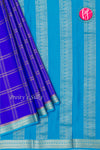 Pure Mysore Crepe Silk Saree-Double checks-Royalblue And Tealblue-PA26523