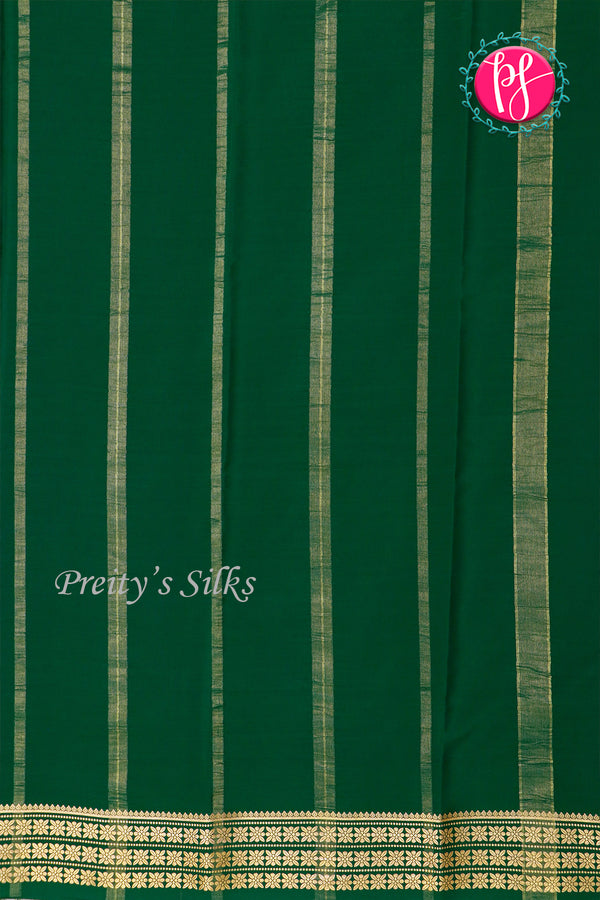 Pure Mysore Crepe Silk Saree-Bottlegreen-PA19578