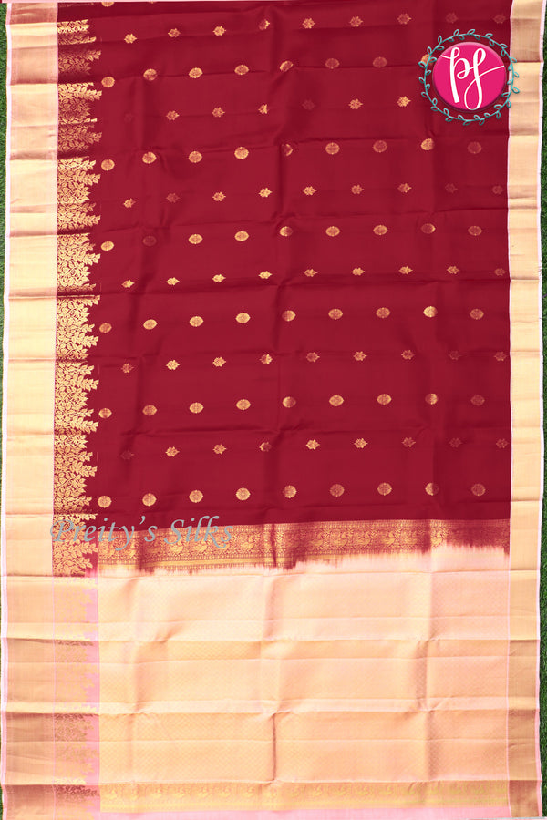 Pure Kanchipuram Silk Saree-Maroon And Lightpink-PF81310