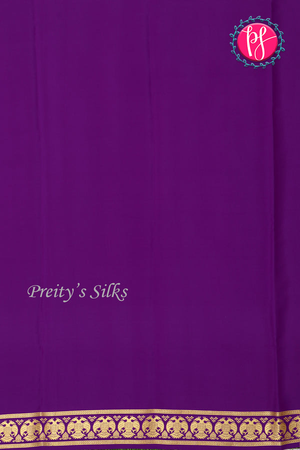 Pure Mysore Crepe Silk Saree-Gandaberunda Border-Purple-PA20598