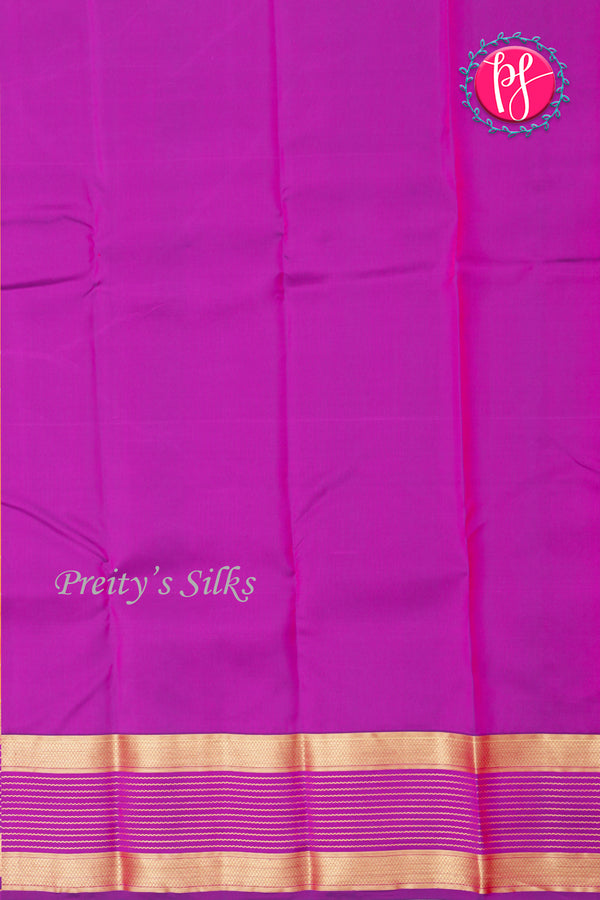 Half Pure Kanchipuram Silk Saree-Mustardyellow And Purple-PA24764