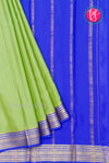 Pure Mysore Crepe Silk Saree-Pista Green And Royalblue-PA28937