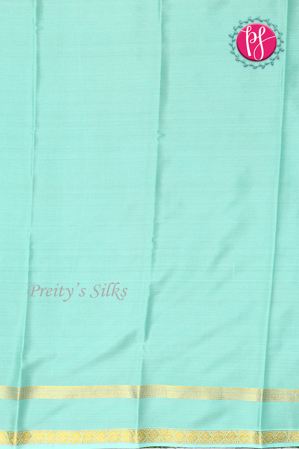 Pure Mysore Crepe Silk Saree -Wine And Skyblue-PF82495