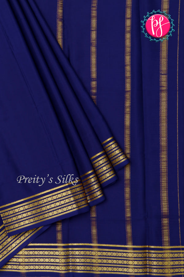 Pure Mysore Crepe Silk Saree-Navyblue- PA33665