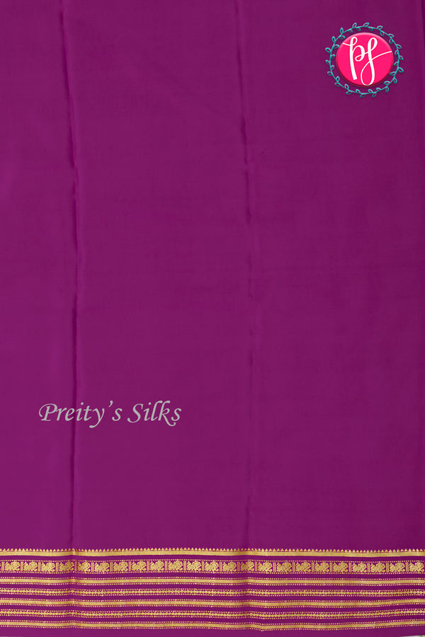 Pure Mysore Crepe Silk Saree-Green And Purple-PA26302