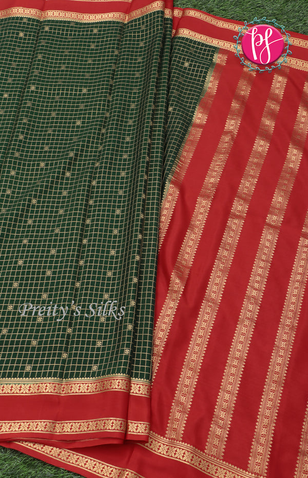 Pure Mysore Crepe Silk saree-GreenAnd pink-PF60726
