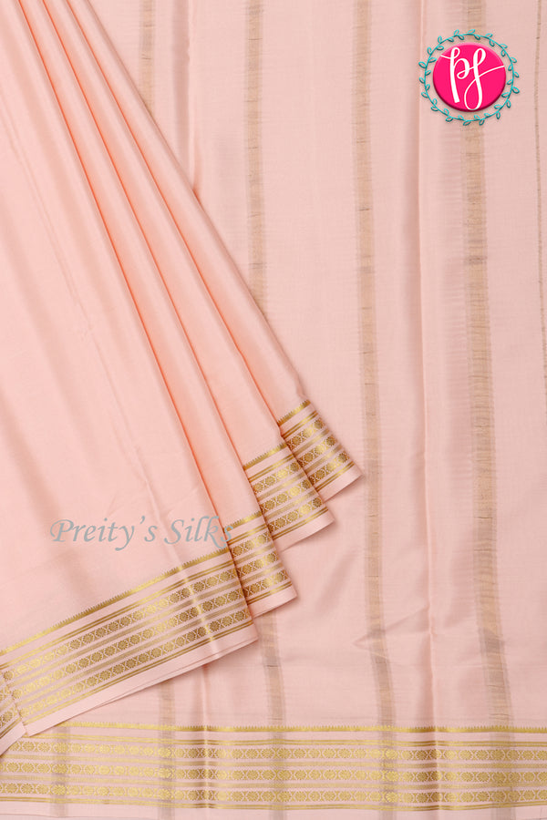 Pure Mysore Crepe Silk Saree-LightPeach PA33665