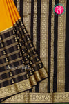 Pure Mysore Crepe Silk Saree-Mustardyellow And Black-PA46832