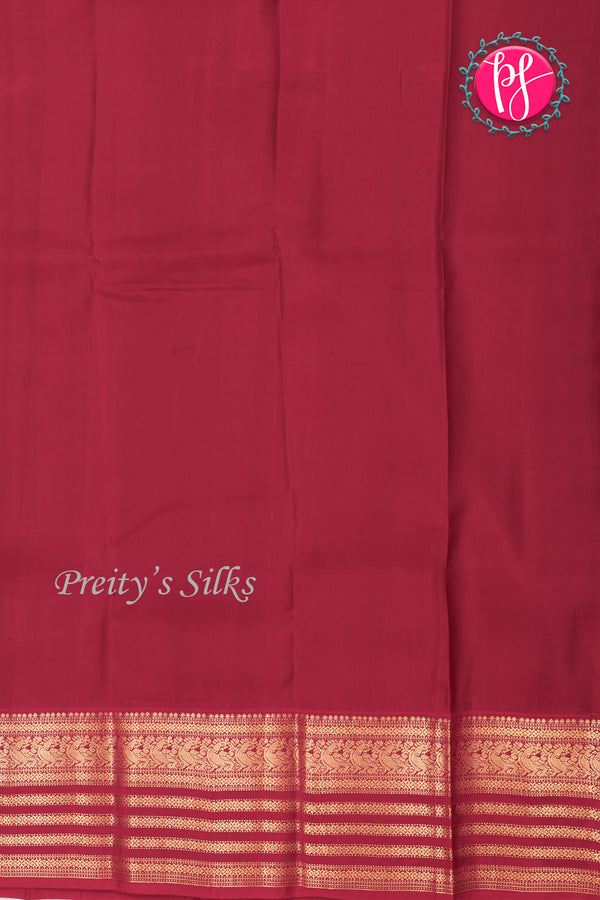Half Pure Kanchipuram Silk Saree-Bottlegreen And Marron-PA35212