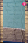 Half Pure Kanchipuram Silk Saree-Light Teal And Deep Navyblue- PF81370