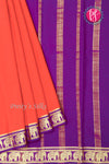 Pure Mysore Crepe Silk Saree-Contrast-Rustorange And Purple-PA19804
